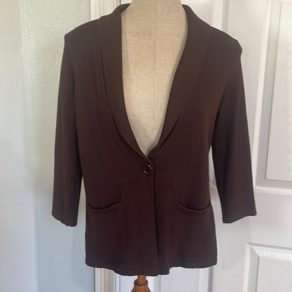 Spense cardigan sweater button down pockets rayon Brown women’s size small S
